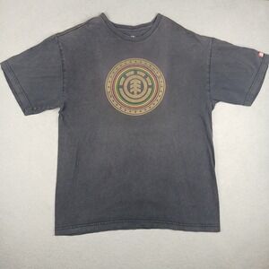 Element T Shirt Mens Large Black Organic Cotton Rasta Logo Skate Graphic Tee